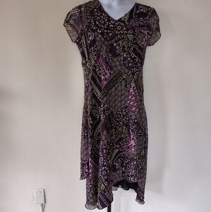 Elementz Womens Summer Dress Purple Pink Size L Vacation Travel Summer